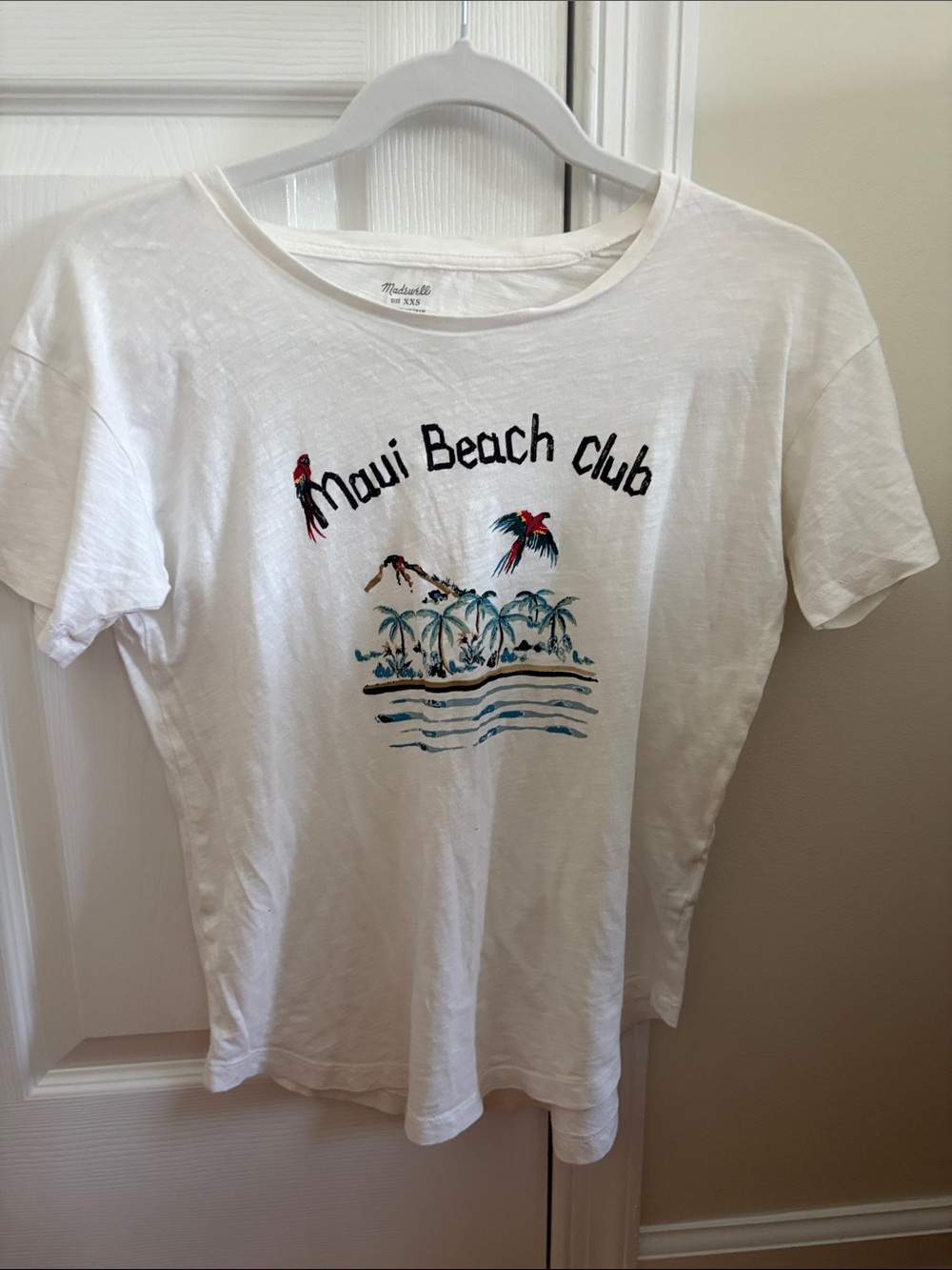 Madewell White 'Maui Beach Club' Graphic Tee with Multicolor Island Print
